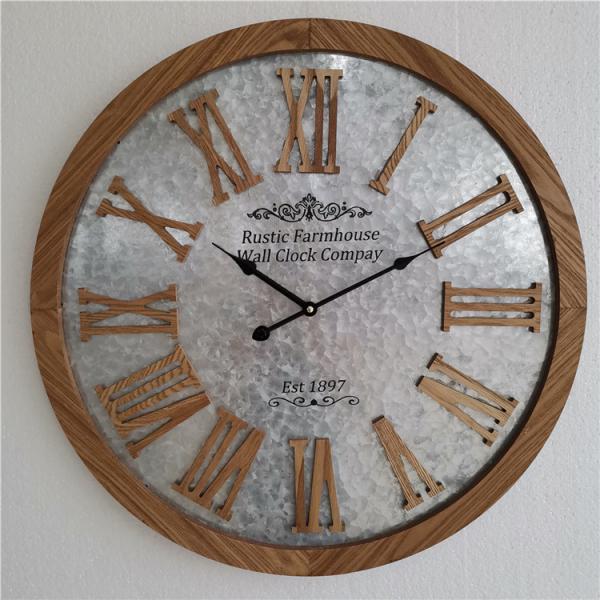 Buy cheap Circular Clock Antique Big Wood Digital Analog Metal Wall Art Clock from wholesalers