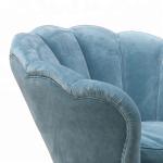 SGS Shell Shaped Turquoise Blue Velvet Dining Chairs With Gold Legs
