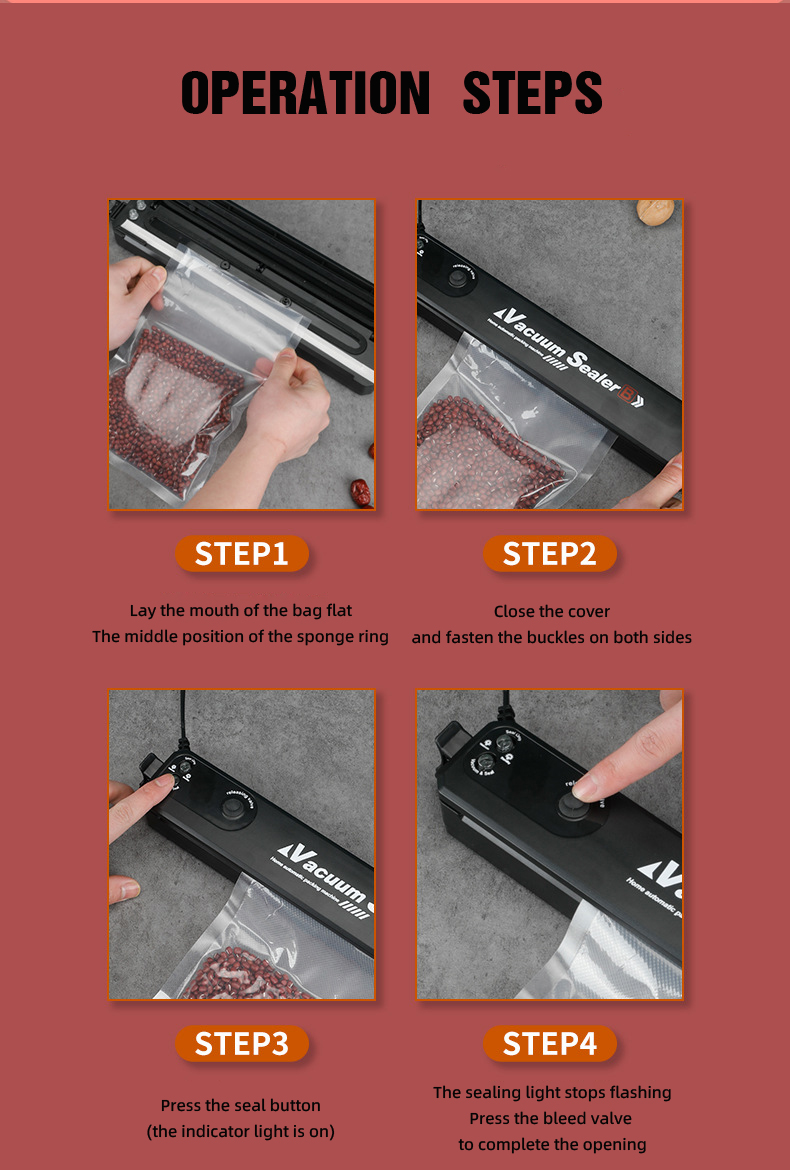 Super Suction Automatic Suction Vacuum Food Sealers for Home Hotel Restaurant in Black