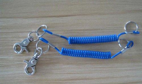 Quality Snap hook&amp;key ring ends combination key keeper coil tether fashion blue lanyard cables for sale