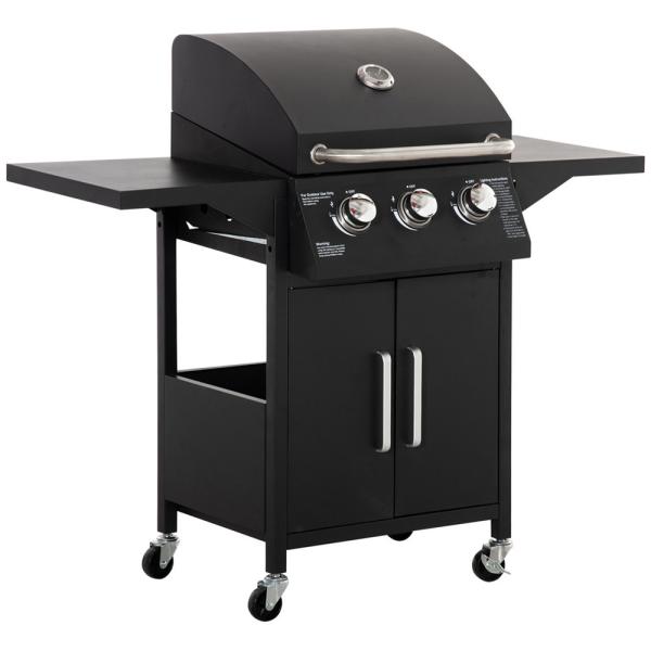Buy cheap Propane Gas BBQ Grill with 3 Burners and Two Foldable Shelves 26.8kg Outdoor Product from wholesalers