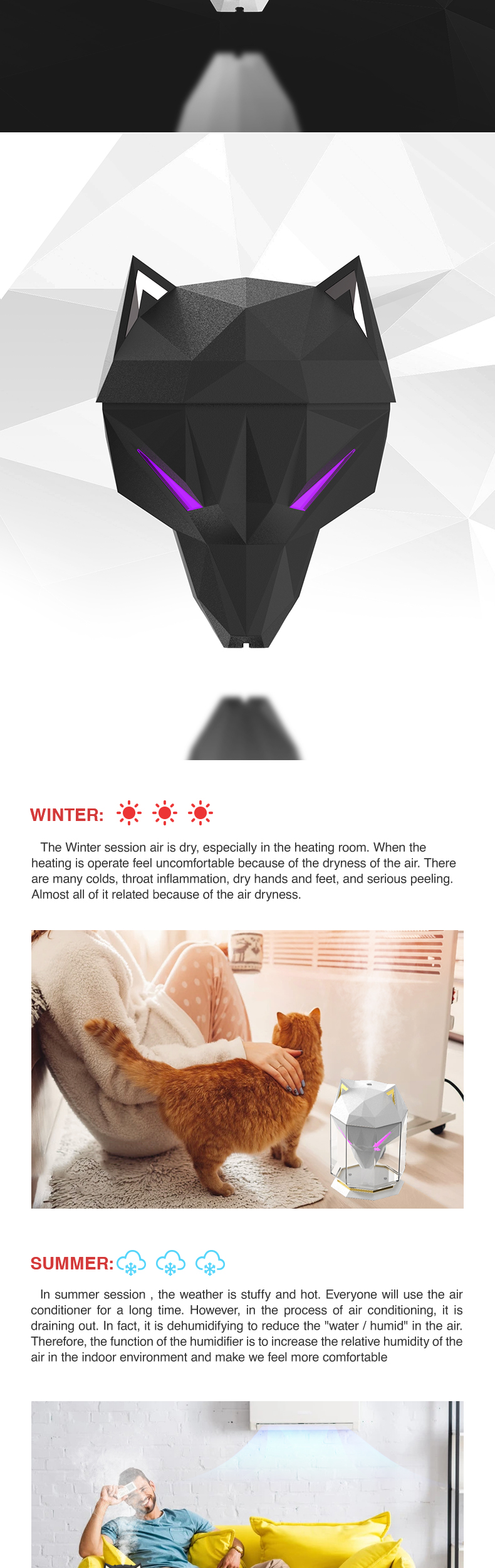 HOMEFISH 600ML Warwolf Big Capacity Air Aroma Diffuser Continuous Mist