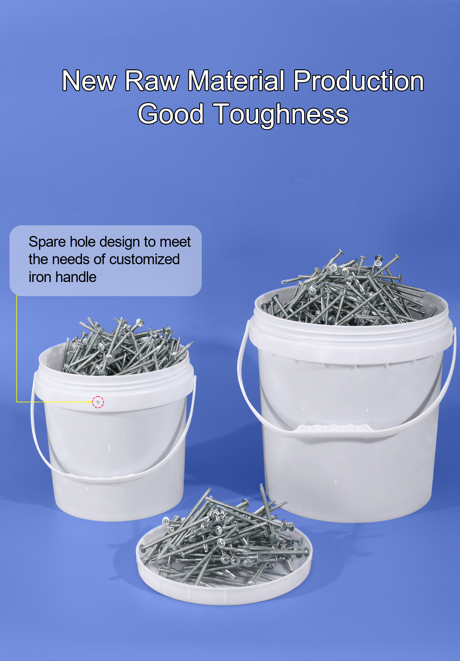 Personalized Thickened PP White Plastic Pail Bucket Storage Container With Screw Cap
