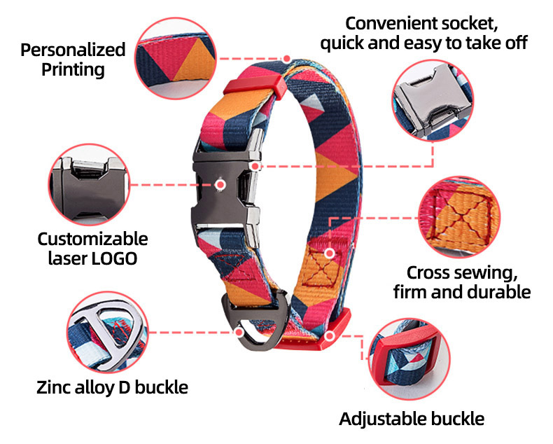 Waterproof Training Designer Dog Pet Collars Print Pattern Bulk Retractable Para Perros