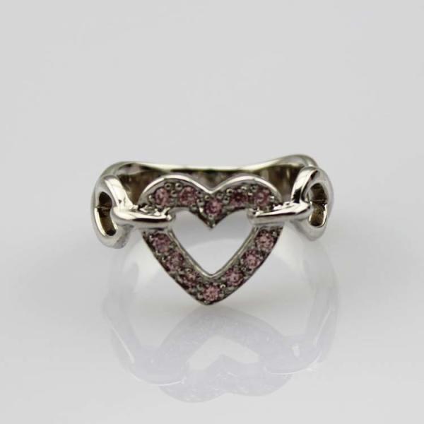 Buy cheap Fashion Jewelry 925 Silver Heart Ring with Pink Cubic Zircon(FR0147) from wholesalers