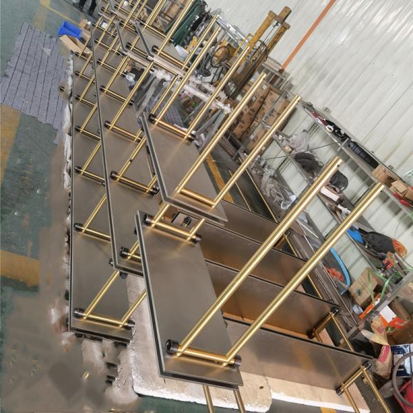 Buy cheap customized restaurant shelf luxury gold rectangular stainless steel red wine glass holder display Champagne wall rack from wholesalers