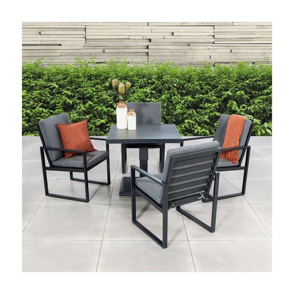 Adjustable Height Outdoor Dining Table with Armchair AJUNION Modern Aluminum