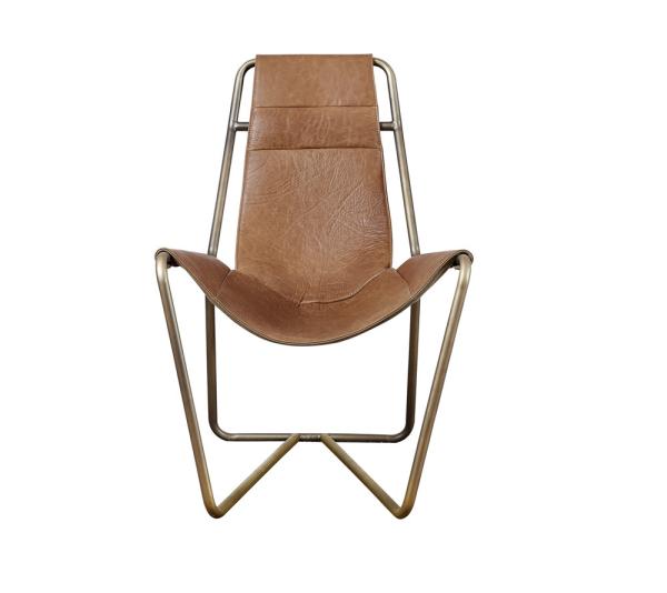 Buy cheap Metal Base Brown Leather Reading Chair , Leather Easy Chair Recliner Top Grain Leather from wholesalers