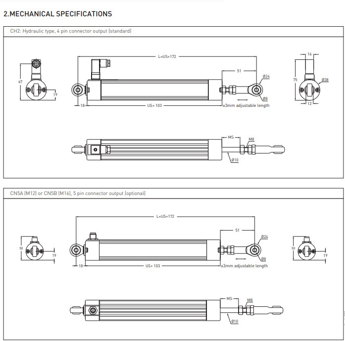 LPC50 - LPC800 Linear Potentiometer Long Stroke Series LPC500D5KCH2 for machine manufacturing industry