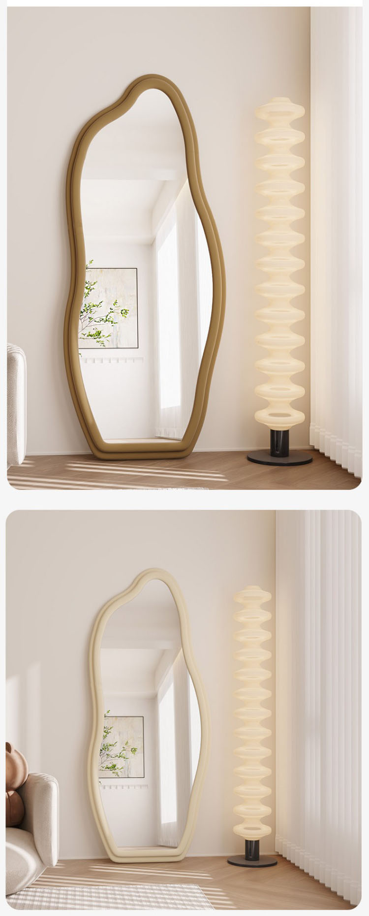 Makeup Flannelette Full Length Floor Mirror Curved Irregular Shape