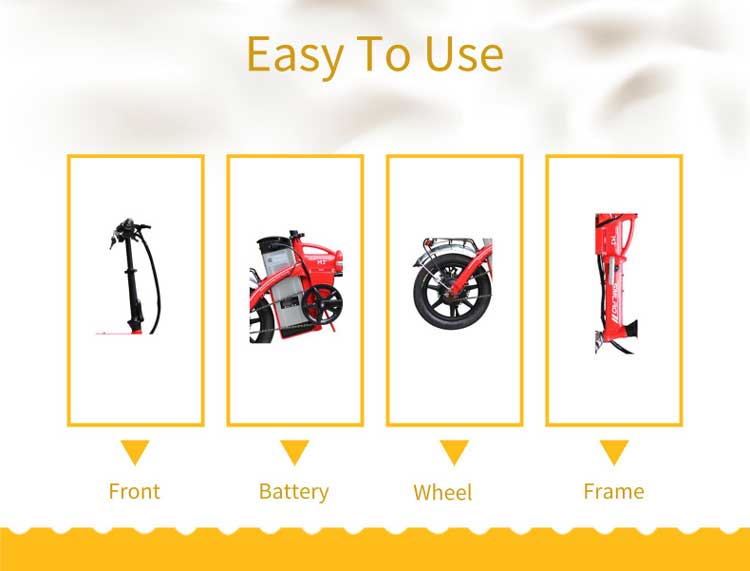 Portable Concise Mini 14 Inch Electric Bike Wear Resistant Plastic Pedal