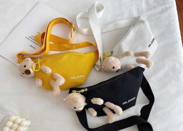 Buy cheap Student fashion ins cross-body canvas chest purse bag new tide net celebrity popular cute bear Fanny pack from wholesalers