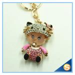 Three Color Custom Rhinestone Metal Fashion Cute Key Chains For Girl Friend's