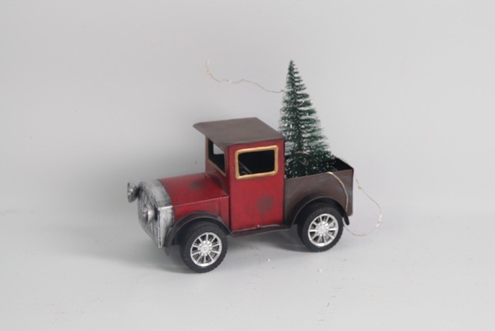 Indoor / Outdoor Metal Christmas Decoration Car Attached To Christmas Tree Customized