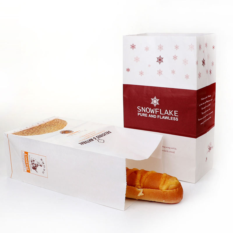 Food Grade Customized Printed Greaseproof Sandwich Hot Dog Packaging Brown or White Takeaway Kraft Paper Bag