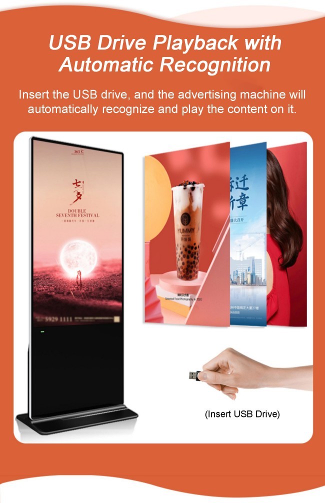 8 Array Mic 75 Inch Vertical Interactive Totem LCD Advertising Display With Android Operating System