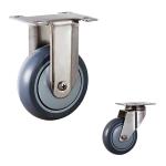 4" PU Silent Wheel Threaded Stem Swivel Locking Medium Duty Stainless Steel