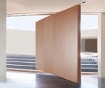 Modern Front Door Solid Wood Pivot Entry Door With Frosted Glass