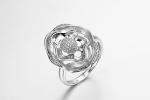 "Double Flower of Love" 925 Sterling Silver CZ Rings Pinky Promise Ring