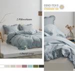 100TC Washed French Linen Duvet Cover Set Sustainable Anti Bacteria