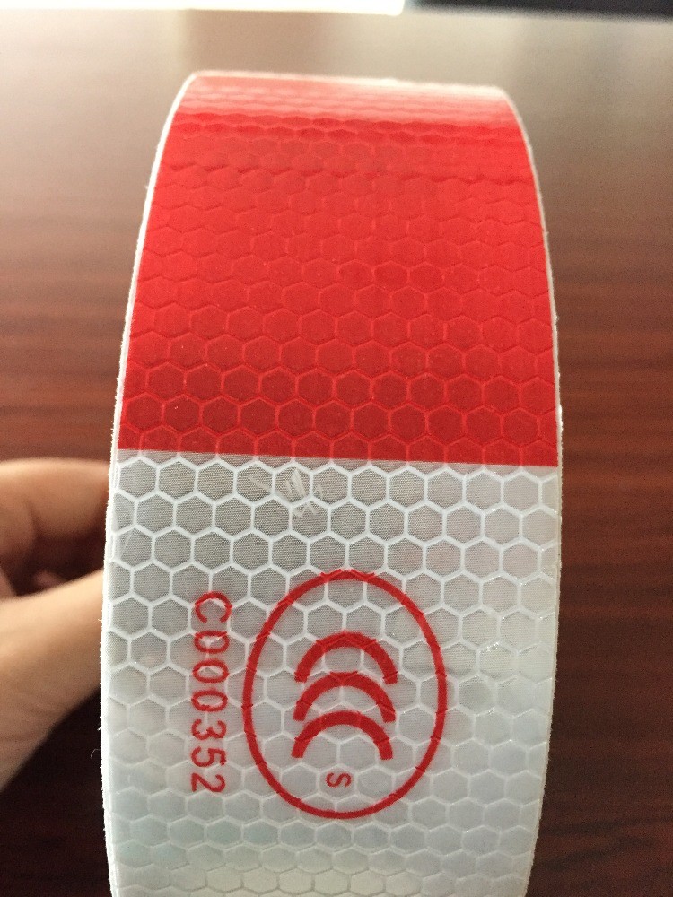 Truck Vehicle Red White Adhesive Reflective Warning Tape For Caution