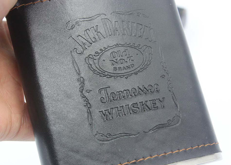 Jack Daniel'S 7 Oz Leather Hip Flask , Customized Alcohol Hip Flask