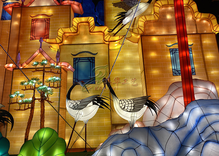 Luma Multicolored Crane Fabric Chinese Lanterns Handmade Fun With Mall Display