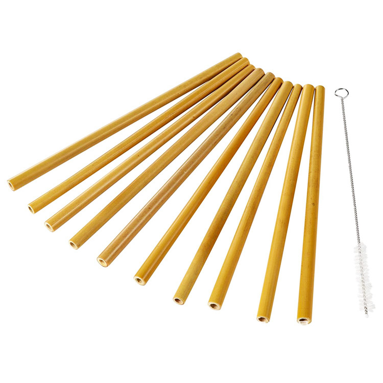Biodegradable Minor Caliber Disposable Bamboo Straws 20cm Custom