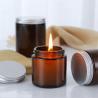 Buy cheap Decorative Apothecary Round Empty 200ml 300ml 400ml 16oz Matte Amber Glass Candle Jar With Wooden Lids from wholesalers