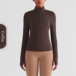 Womens Horse Riding Tops Base Layer Half Zipper Flexible Long Sleeve