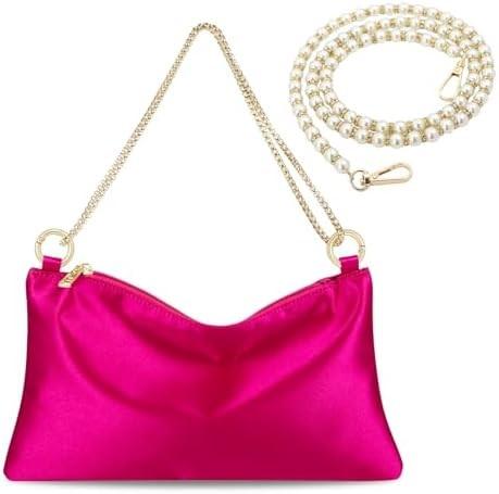 Buy cheap Women’s Satin Evening Bag Clutch Purse Handbag for Women Wedding Shoulder Bag with 2 Chains for Formal Cocktail Party from wholesalers