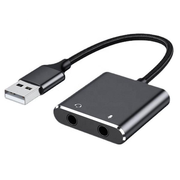 Buy cheap Plug and Play Audio Mic Studio Headset USB External Sound Card Adapter for Laptop from wholesalers