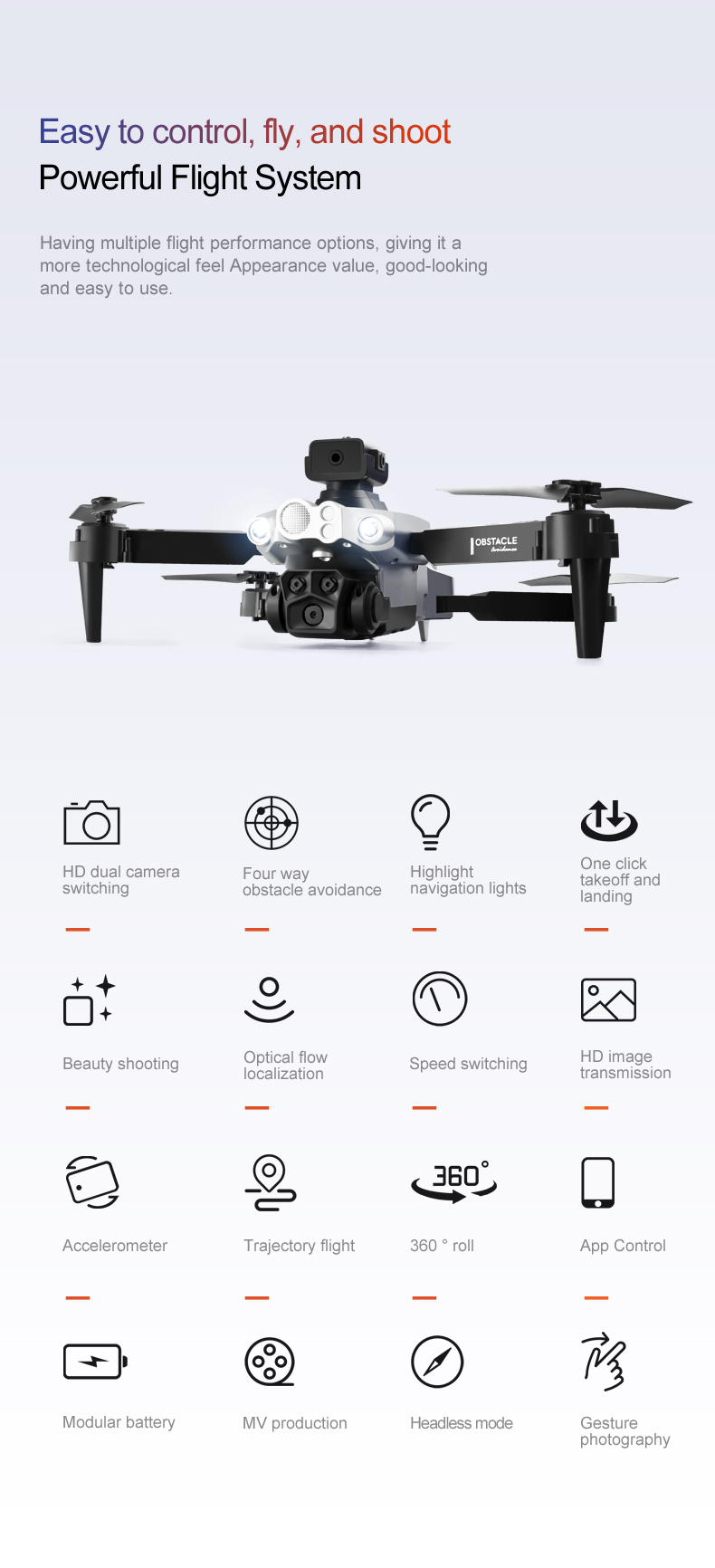 Lu200 Gesture Video Toy Drone Obstacle Avoidance 360 Degree Flip 2.4g Wifi Fpv Selfie Drone Folding Uav Aerial Quadcopter