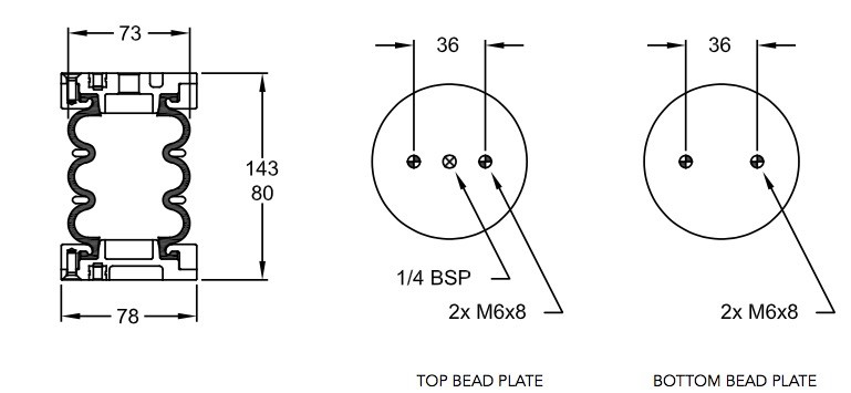 W01-R58-4081 Heavy Duty Air Bags Dunlop Air Ride Springs 31043