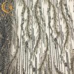 Beaded Embroidery Handmade Lace Fabric Special Pattern For Wedding Dress