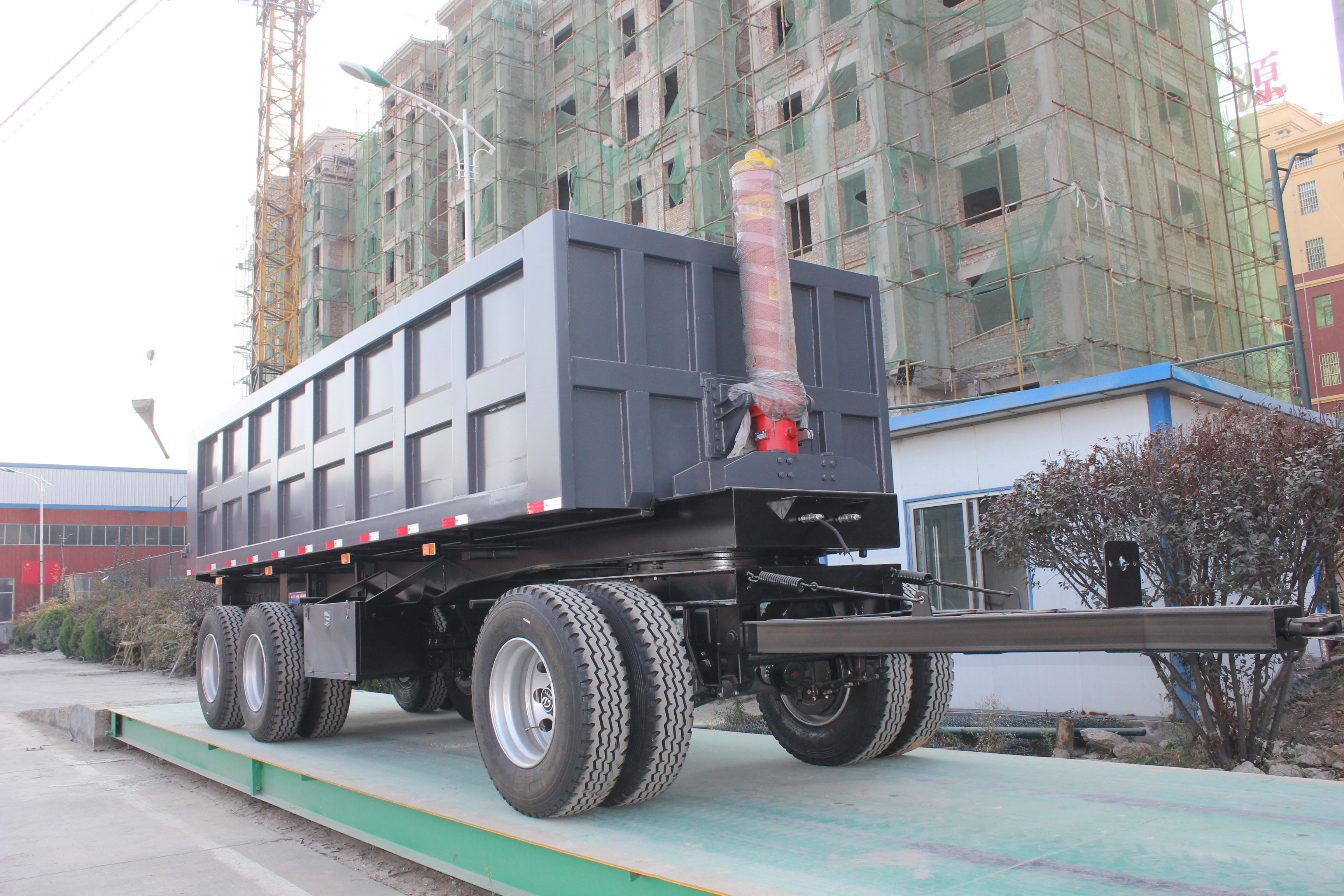 20 Ton Cargo Dump Semi Trailer Truck with 2 Axles Full Trailer Drawbar and Leaf Spring