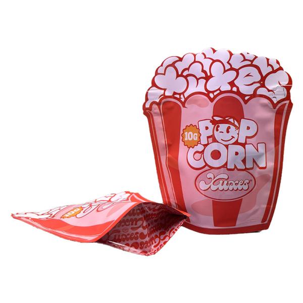 Buy cheap Weed Custom Shape Die Cut Mylar Bags PET Film Popcorn Shape Pouch from wholesalers