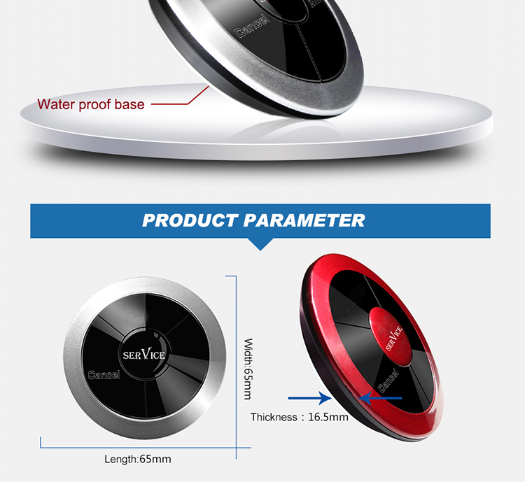 Wireless hotel room customer call center service equipment button buzzer and display paging system