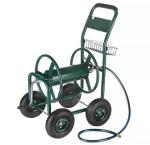 Heavy Duty Water Garden Hose Reel Cart with Basket Stainless Steel and