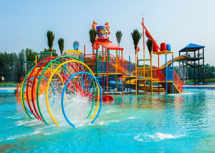 Anti Fade Swimming Pool Water Slides Aqua Play Equipment