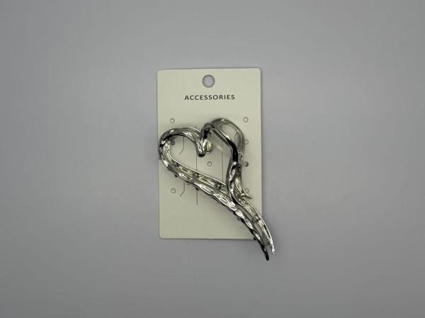 Buy cheap Polished Geometric Heart Shape Silver Metal Hair Claw Clip for Elegant Hair Styling from wholesalers