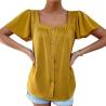 Buy cheap 2023 Summer Manufacturer Wholesale Square Neck Solid Color Shirt White Women Chiffon High-Quality Shirt from wholesalers