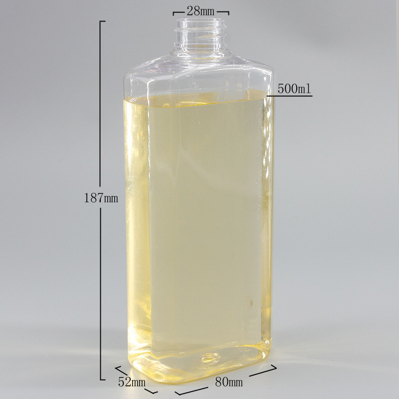 500/550ml PET Clear Square Shampoo Shower Gel Bottle Home Use Large Volume Transparent Toiletries Flat Plastic Bottle