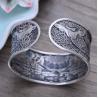 Buy cheap Vintage Handmade Engraved Designs Flower Sterling Silver Cuff Bracelet(058233) from wholesalers