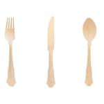Biodegradable Disposable 200mm Wooden Knife Fork Spoon Birch Wood With Napkin
