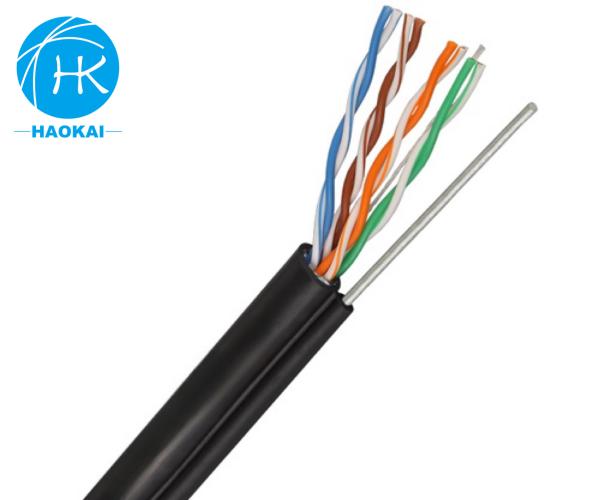 Buy cheap UTP CAT5E Outdoor LAN Cable Solid HDPE Insulation With Messenger from wholesalers