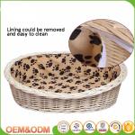 Wicker pet basket willow dog house wicker cat bed M size with mat