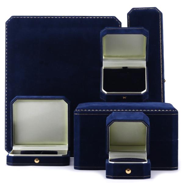 Buy cheap Handmade Rectangle Dark Blue Velvet Jewelry Box for Custom Luxury Bracelet Ring Set from wholesalers