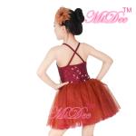Kids Ballet Dance Costumes Spandex Dress With Sequin Top / Multi - layer Skirt