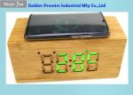 Treated Natural Bamboo Alarm Clock Wireless Charging Station Carefully Crafted